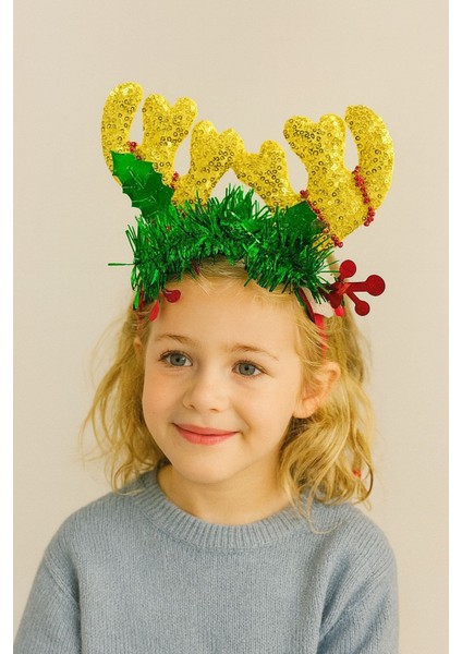 LED Işıklı Simli Geyik Boynuzlu Yılbaşı Tacı – Kutlama ve Parti Aksesuarı (2)