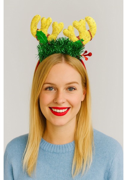 LED Işıklı Simli Geyik Boynuzlu Yılbaşı Tacı – Kutlama ve Parti Aksesuarı (2) modelleri