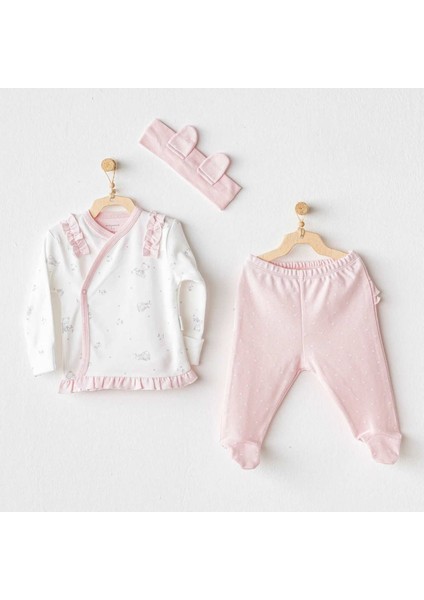 AC25647 Cuddly Bunny Bear 3lü Zıbın Set Pink
