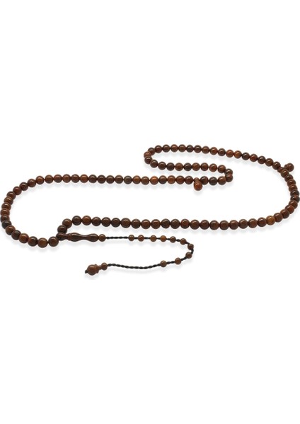 Sistemli Küre Kesim Püskülü Koyu Kahverengi 99 Taneli Kuka Zikir Tesbihi