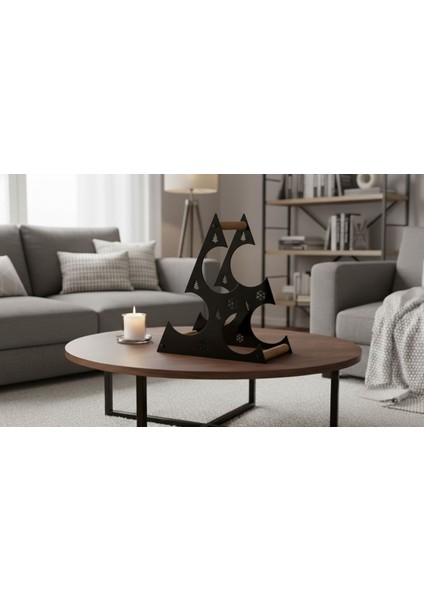 Noel Konsept Üçgen Tasarım Tezgah Üstü Masa Üstü 3'lü Metal Şarap Standı ve Şişe Standı Siyah modelleri