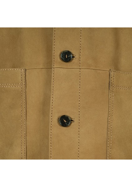 Erkek Hardal Gömlek Yaka Nubuk Ceket