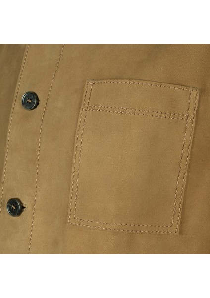 Erkek Hardal Gömlek Yaka Nubuk Ceket