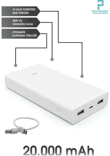 Powerbank Taşınabilir Şarj Cihazı 20.000 Mah 12W Süper Tasarım (Iphone ve Android Uyumlu)