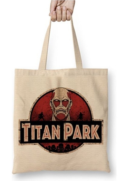 Attack On Titan Titan Park Bez Çanta Uzun Saplı Alışveriş Çantası Plaj Çantası