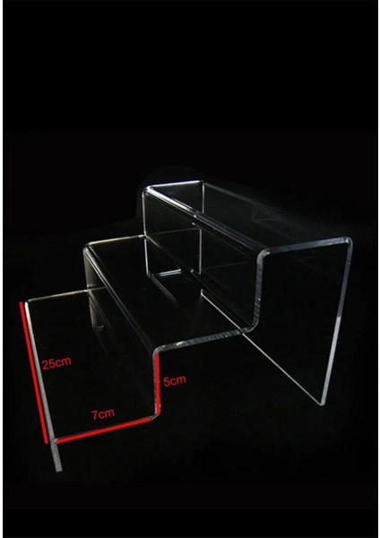 Pleksi Şeffaf Merdiven Sergileme Standı 3 Kademeli 25 cm - 1 - Akrilik - Mutfak - 50 x 25