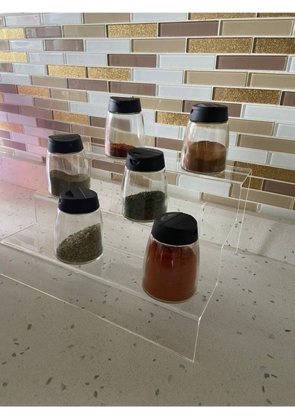 Pleksi Şeffaf Merdiven Sergileme Standı 3 Kademeli 25 cm - 1 - Akrilik - Mutfak - 50 x 25 modelleri