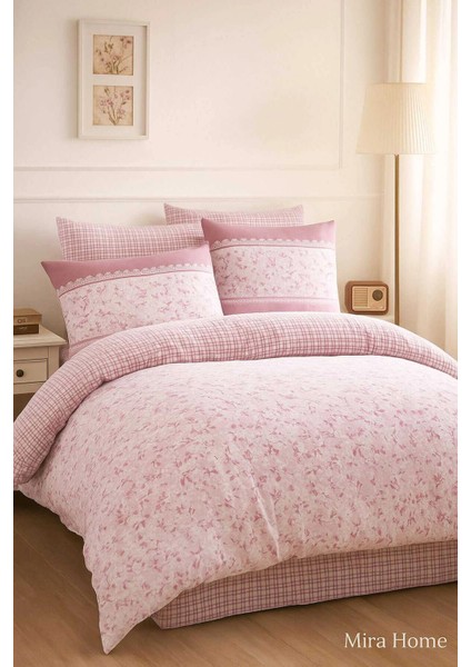Çift Kişilik Pamuklu Nevresim Takımı Romantic Pink Çiçekli