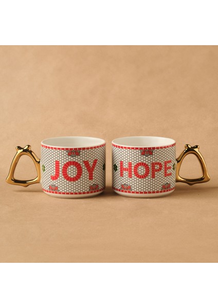 New Year Yılbaşı Jingle Bells 2 Kişilik Kupa Seti 300 ml