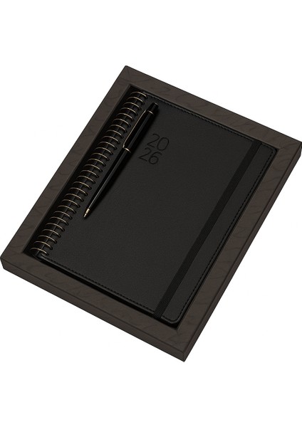 Elite Set Günlük 2026 Ajanda 17 cm x 24 cm ve Touchpen Tükenmez Kalem