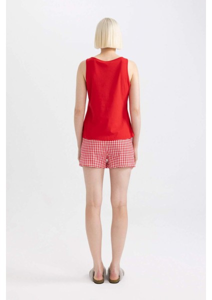 Fall In Love Pijama Takımı Baskılı Atlet Kareli Beli Bağcıklı Şort C7969AX24HS fırsatları