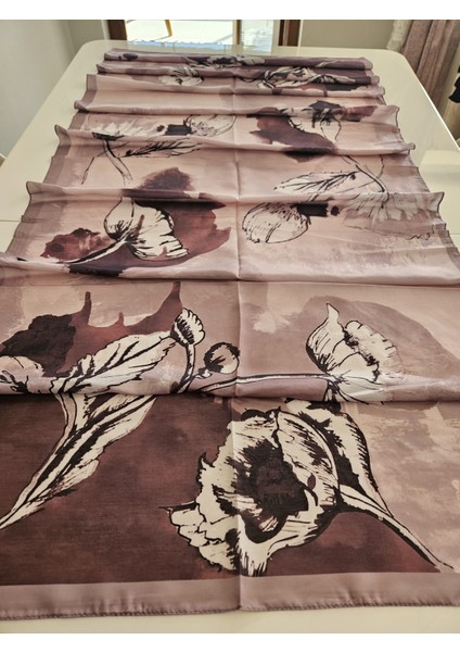 Çiçek Desenli Bordo Tonlarında Soft Şal