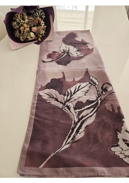 Çiçek Desenli Bordo Tonlarında Soft Şal modelleri