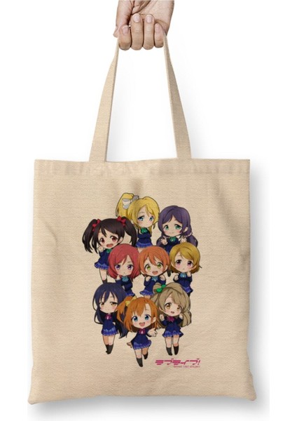 Weaboo Love Live! School Idol Project Beyaz Bez Çanta Uzun Saplı Alışveriş Çantası Plaj Çantası