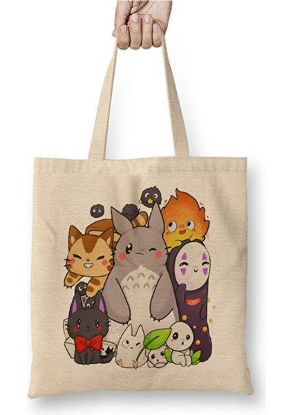 Ghibli Chibi Friends Bez Çanta Uzun Saplı Bez Çanta Uzun Saplı Sevgiliye Arkadaşa Hediye