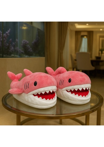 Unisex Köpek Balığı Fiğürlü Ev Içi Ayakkabı Ev Botu Panduf