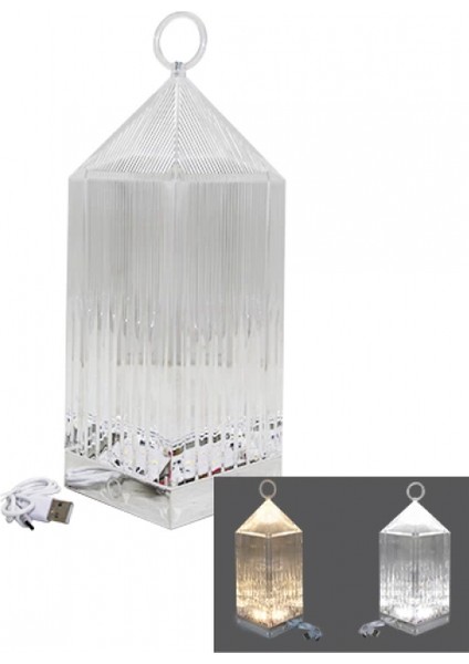 Piramit Kristal 3 Renk LED Dokunmatik USB Şarjlı Masa Lambası (K95)