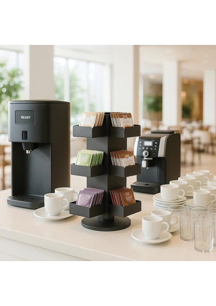 Döner 12 Bölmeli Poşet Çay Standı 4x3 Model-1 Siyah