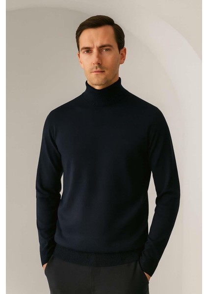 Fincher Yarım Balıkçı Fit Kalıp Boğazlı Erkek Kazak - Lacivert fırsatları