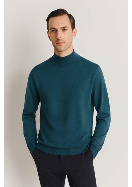 Fincher Yarım Balıkçı Fit Kalıp Boğazlı Erkek Kazak - İndigo fırsatları