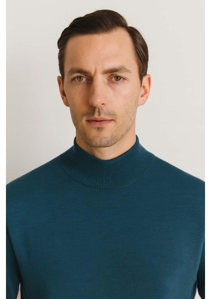 Fincher Yarım Balıkçı Fit Kalıp Boğazlı Erkek Kazak - İndigo indirimleri