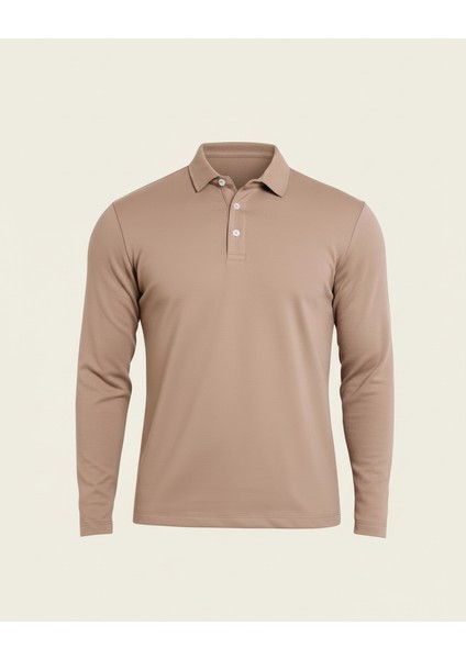 Ridley Regular Fit Doubleface Interlok Polo Yaka Erkek Sweatshirt - Bej