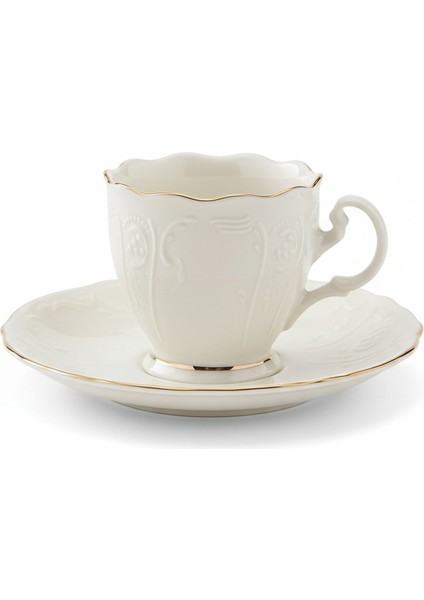 Amara Kabartma Vintage Yaldızlı Model 6 Kişilik Porselen Krem Kahve Fincan Takımı – 90 Ml. indirimleri