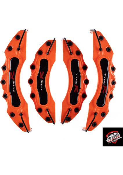 Turuncu Type-R 4'lü Kaliper Seti Yapıştırma Logolu