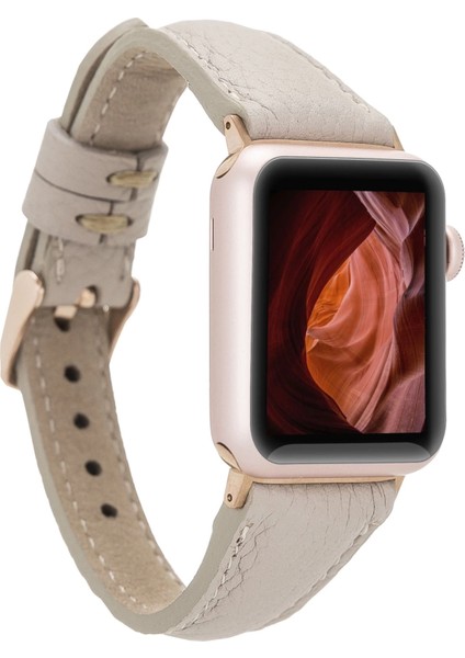 Apple Watch Uyumlu Deri Kordon 38-40-41MM Slim Erc3 Bej