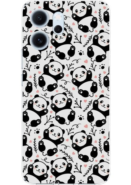 Oppo Reno 14F Uyumlu Minik Pandalar Baskılı Silikon Kılıf