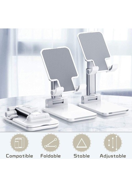 Masa Üstü Telefon Standı &tablet Standı Kademeli Yükseklik Ayarlı Telefon Tutucu Beyaz Beyaz Silikon fırsatları