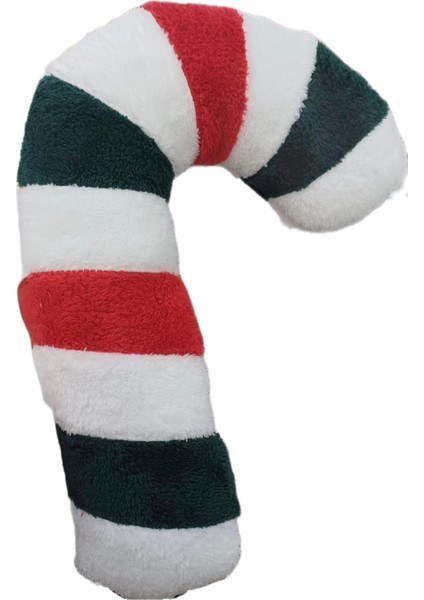 Yılbaşı Baston Şeker Yastık Dekoratif Peluş Kırmızı Beyaz Yeşil 40 cm