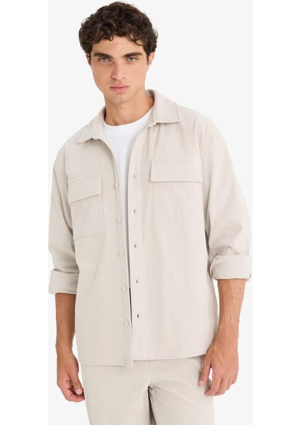 Regular Fit Fitilli Kadife Uzun Kollu Gömlek F1619AX25WN indirimleri