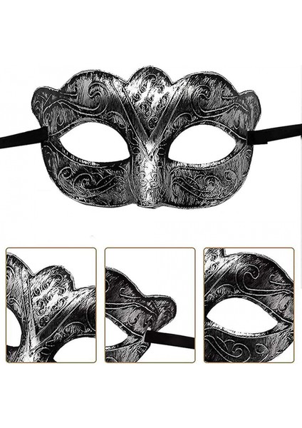 Maskeli Balo Antik Gri Gümüş Eskitilmiş Maske Balo Venedik fiyatları
