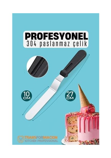 Pasta Spatulası Profesyonel 304 Paslanmaz Çelik 27 cm