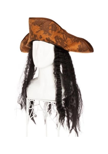 Siyah Saçlı Kaptan Korsan Şapkası