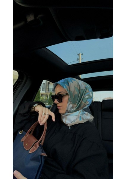 Ipekevi Nihavent Desenli Tivil Ipek Eşarp Bebe Mavi