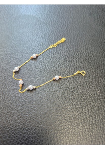 925 Ayar Papatya Silver 3 Renk Incili Dorica Bileklik Rose,gold,rodaj modelleri