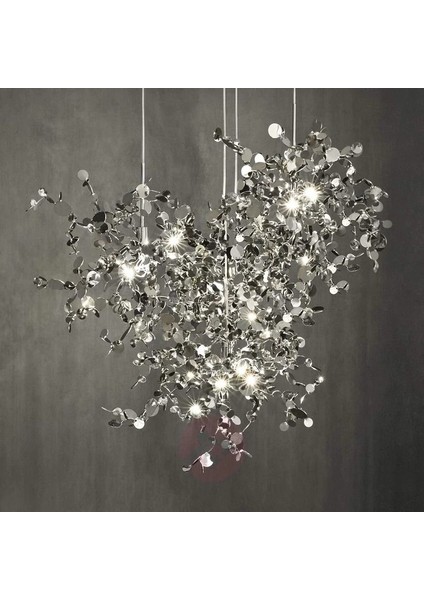 Yuvarlak Modern Üçlü Pullu Gümüş Renkli Sarkıt Avize modelleri