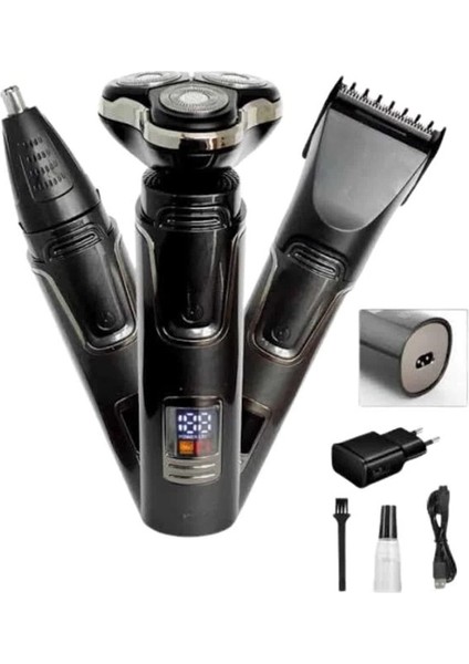 Yüksek Performanslı 3 Başlıklı Profesyonel Şarjlı Islak ve Kuru Kullanıma Uygun