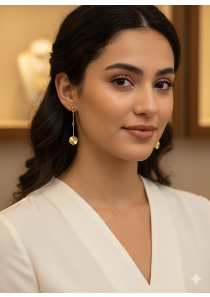 925 Ayar Papatya Silver Kristal Daire Küpe.kalemli Gözlü Top Küpe.rose.gold.rodaj