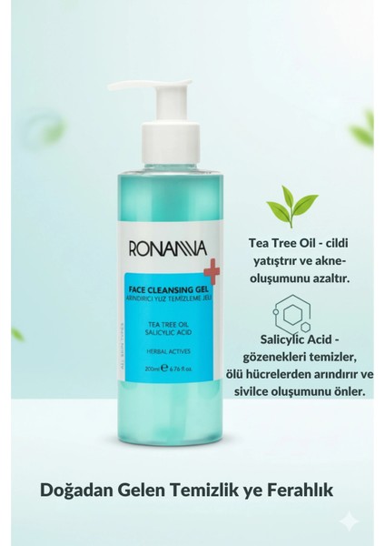 Arındırıcı Yüz Temizleme Jeli - Çay Ağacı Yağı ve Salisilik Asit ile Derinlemesine Temizlik - 200ML indirimleri