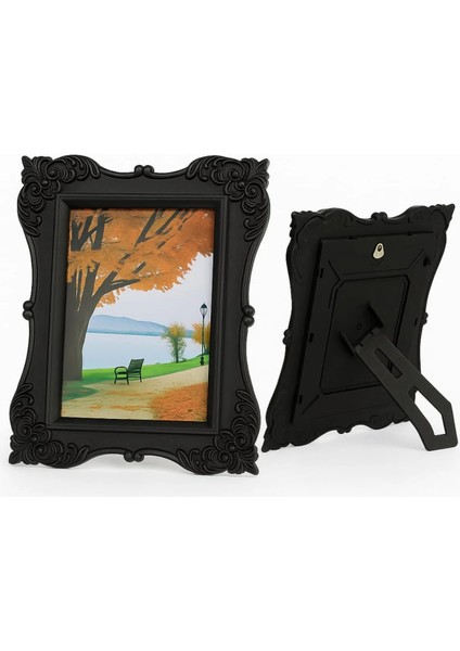 Plastik Barok Desenli Fotoğraf Çerçevesi 13X18 – Pleksi Camlı, Masaüstü ve Duvar Kullanımı