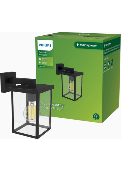 Bellini Dış Mekan Kare Duvar Lambası IP44 Max 25W Siyah