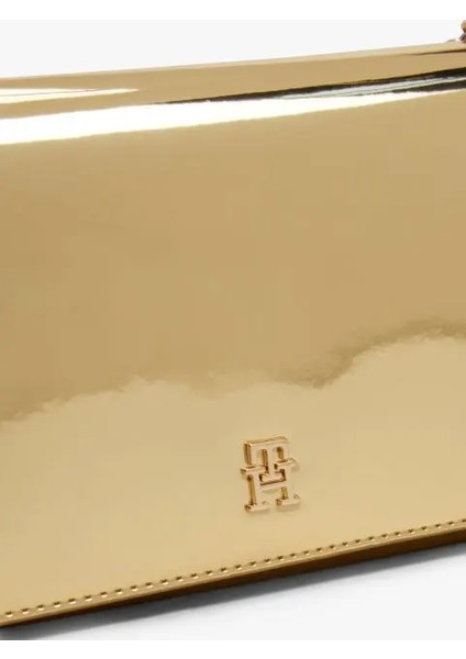 Th Icon Metalik Zincirli Kapaklı Kadın Gold Cüzdan AW0AW179590HS fiyatları
