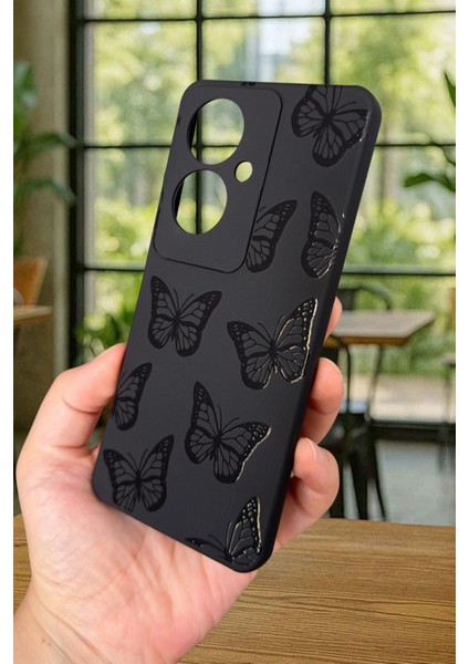 Oppo Reno 11F Uyumlu Siyah Kelebek Desenli Silikon Darbe Emici Klasik Korumalı Rubber Kılıf fırsatları