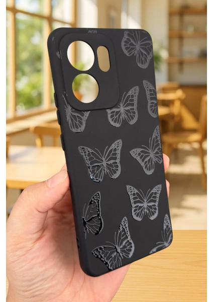 Oppo Reno 13 F Uyumlu Siyah Kelebek Desenli Silikon Darbe Emici Klasik Korumalı Rubber Kılıf fırsatları