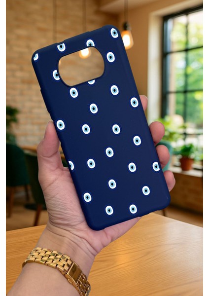 Poco X3 ve X3 Pro - Nazar Boncuk Desenli Silikon Darbe Emici Klasik Korumalı Rubber Kılıf