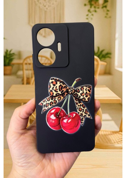 Realme C55 Uyumlu Kiraz Leopar Fiyonk Desenli Silikon Darbe Emici Klasik Korumalı Rubber Kılıf fiyatları