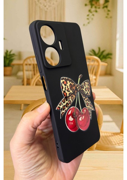 Realme C55 Uyumlu Kiraz Leopar Fiyonk Desenli Silikon Darbe Emici Klasik Korumalı Rubber Kılıf fırsatları